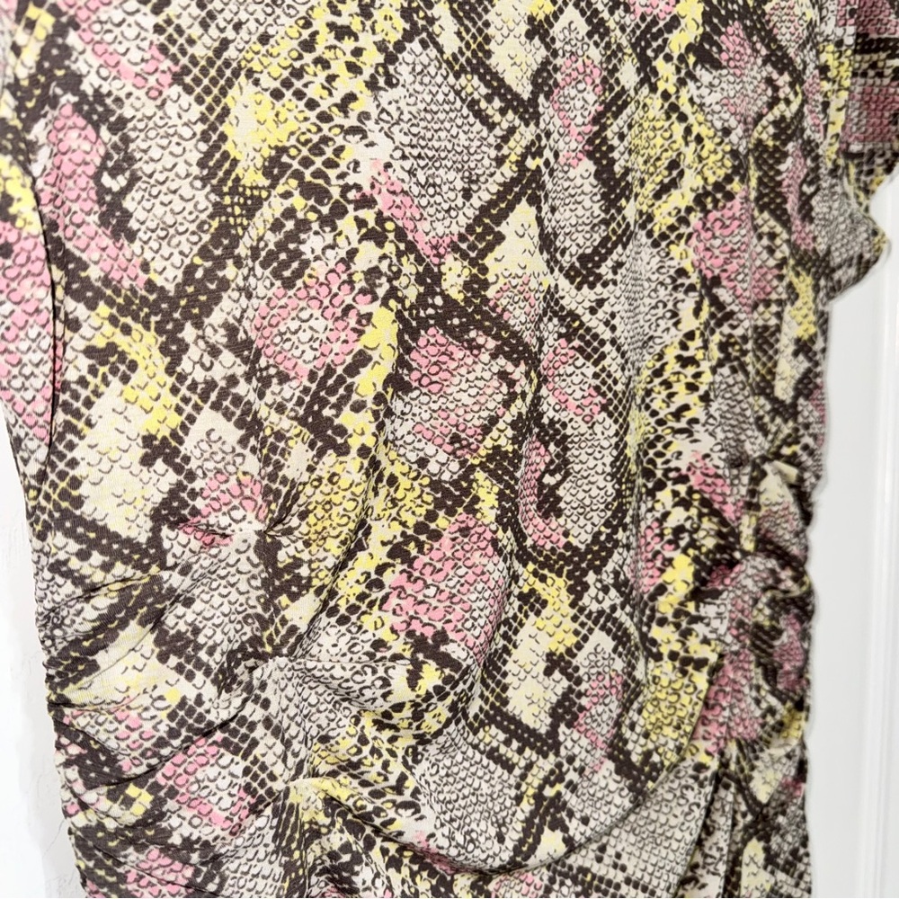 Nine West Pastel Snakeskin Patterned Knee Length Dress with Ruched Waist size S - Picture 6 of 10